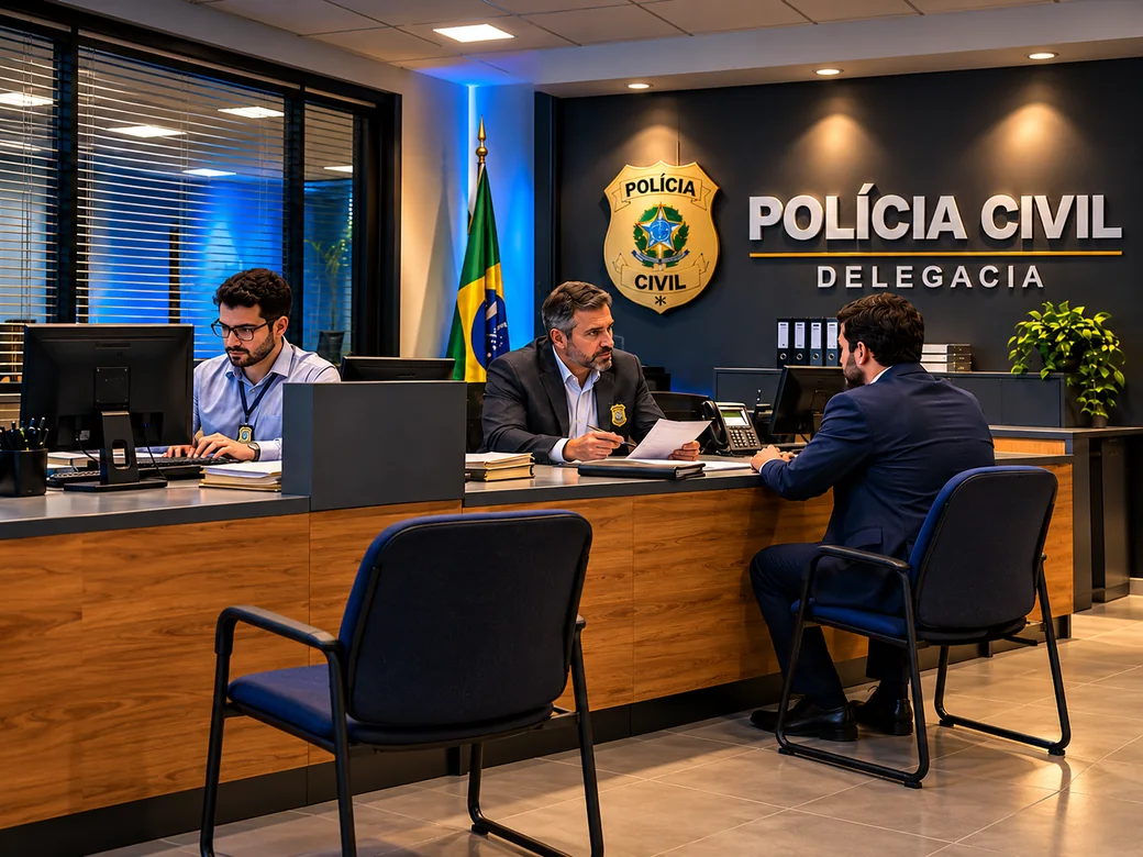 Advogado em atendimento na delegacia de polícia civil